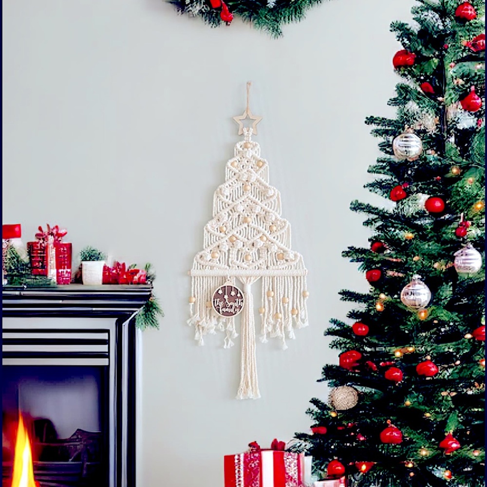 Soul Embellishment’s™️ Handcrafted Macrame Christmas Tree Wall Hanging